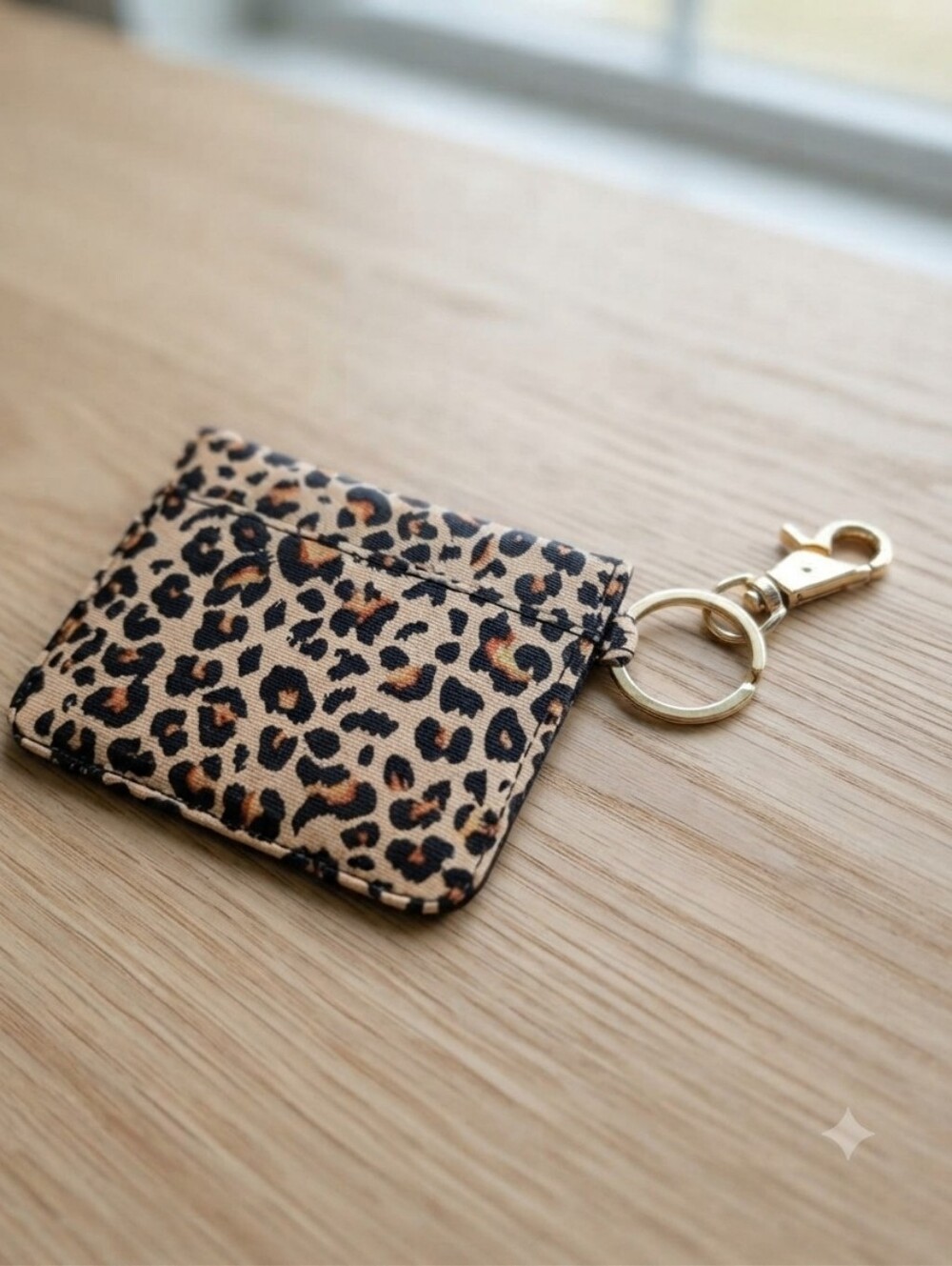 Leopard Print Card Holder Keychain